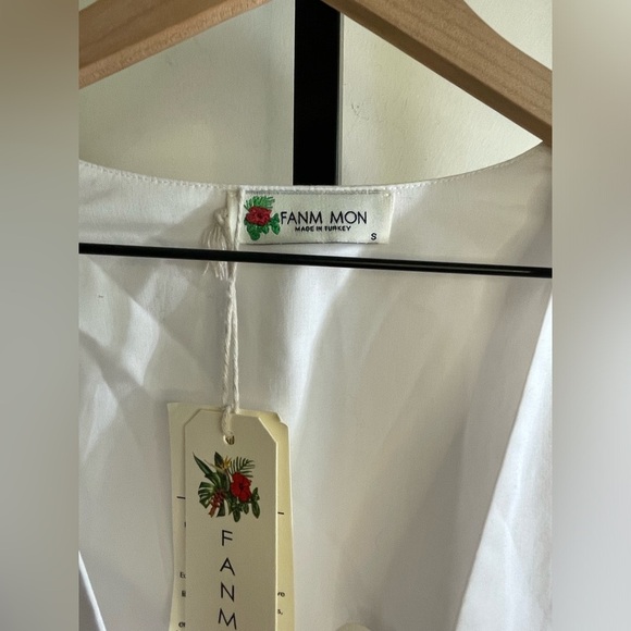 NWT Fanm Mon DressesEmbroidered Butterfly Cotton Long Sleeve Deep V Mini Dress S - Picture 6 of 10